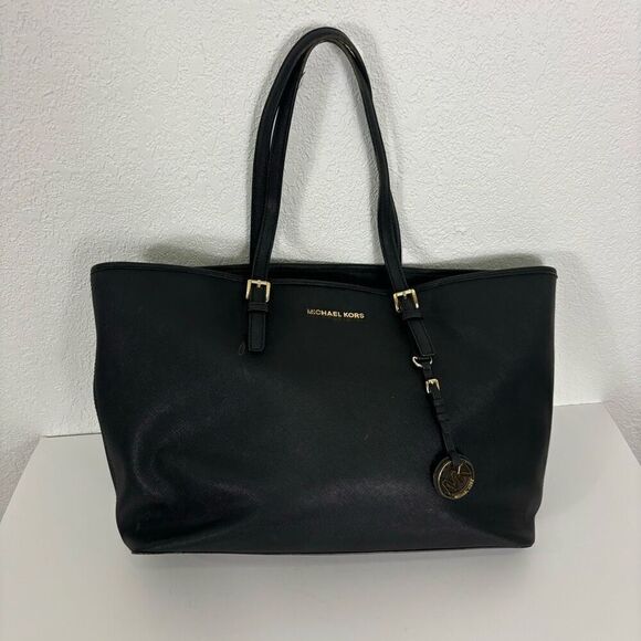 Michael Kors Black Large Leather Tote Bag - Picture 1 of 9
